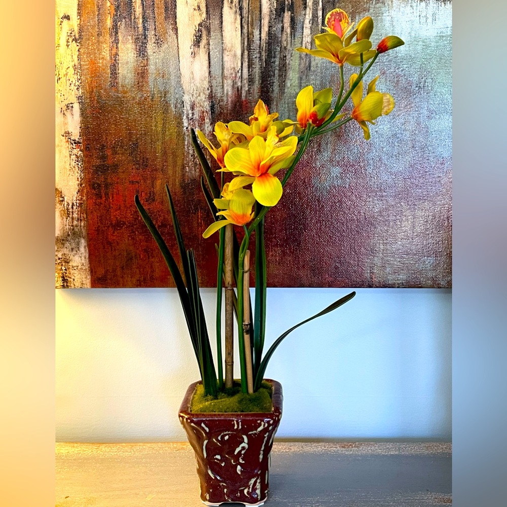 Artificial Orchid in Planter